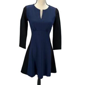 Kate Spade Long Sleeve New York Color Block Dress - Navy Blue Black - size 2